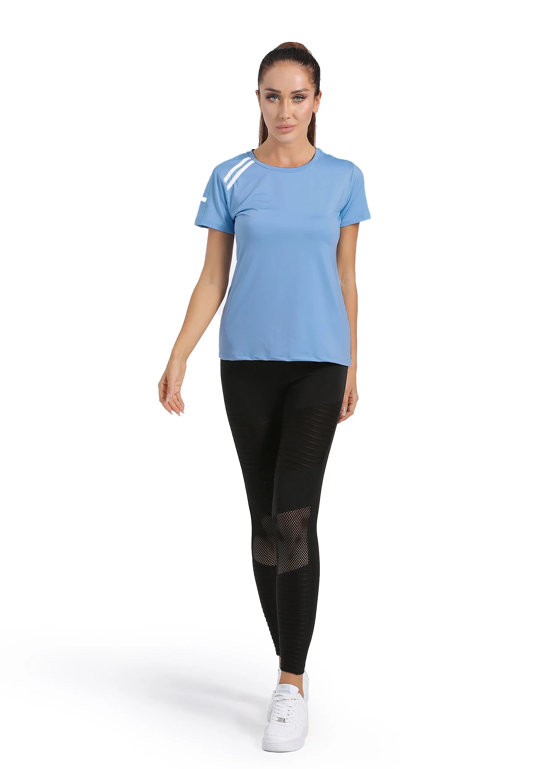 4POSE Women's Summer QUICK Dry Round Neck Stretch Training Tee(Clearance)