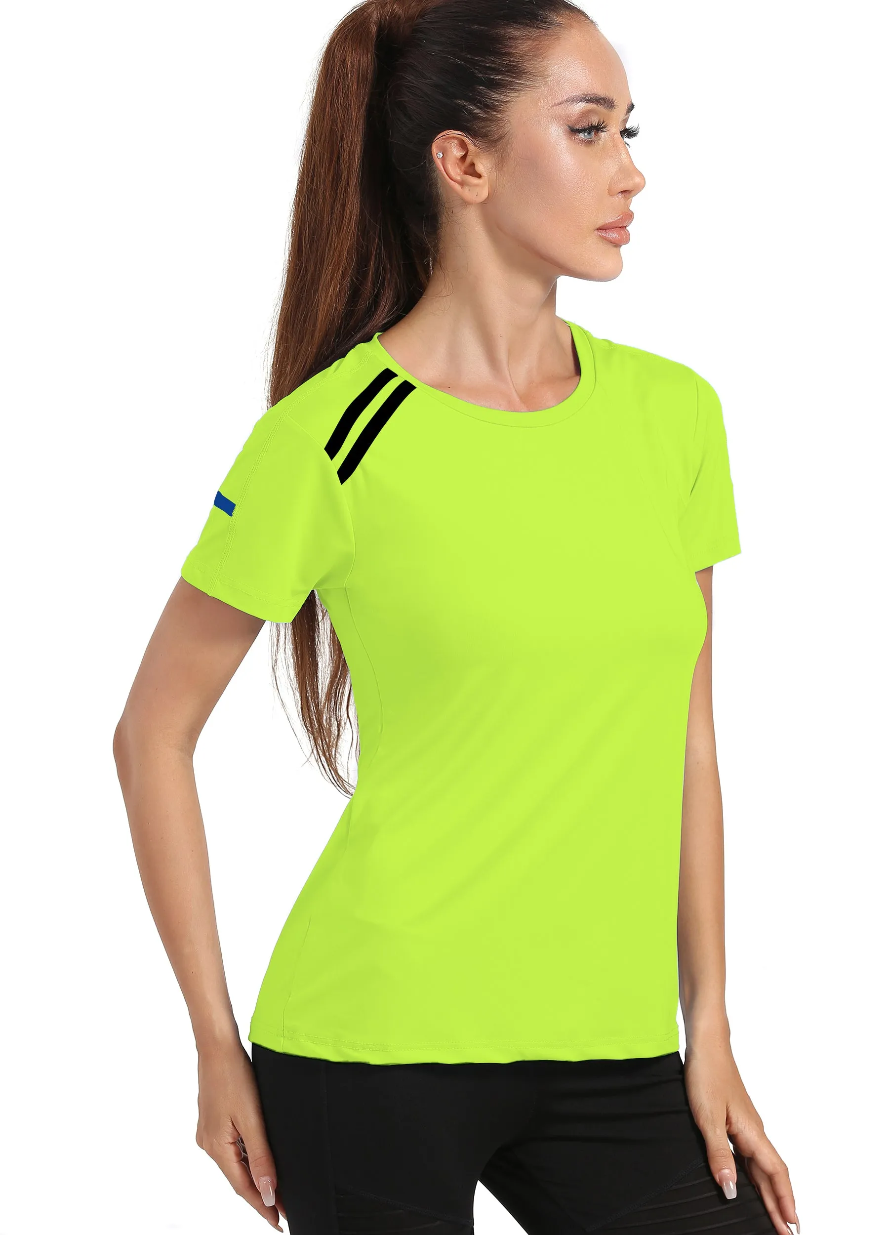 4POSE Women's Summer QUICK Dry Round Neck Stretch Training Tee(Clearance)