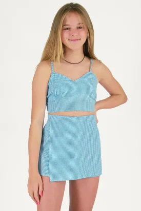 Adjustable Cami Top and Skorts - Blue Gingham