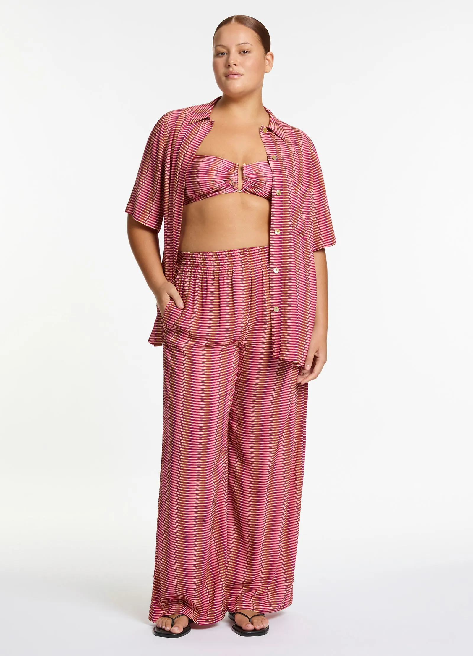 Alessia Geo Wide Leg Pant - Peony