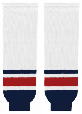 Athletic Knit (AK) HS630-691 Columbus Blue Jackets White Knit Ice Hockey Socks