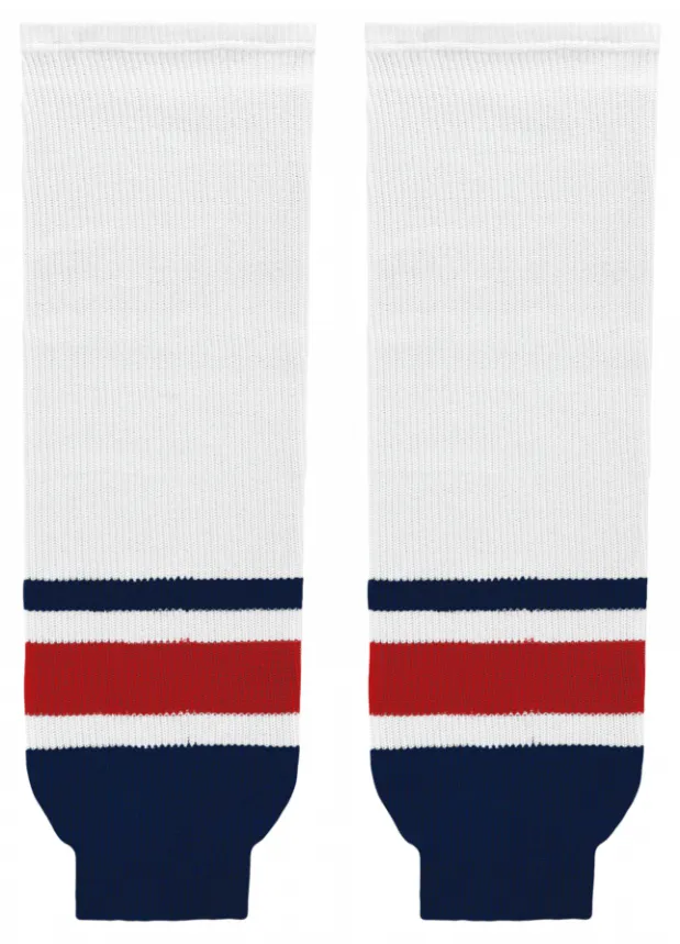 Athletic Knit (AK) HS630-691 Columbus Blue Jackets White Knit Ice Hockey Socks