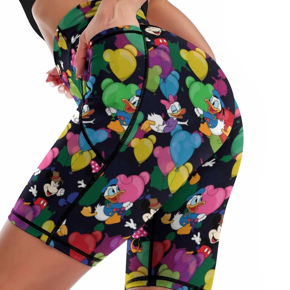 Character Balloons Women's Knee Length Athletic Yoga Shorts With Pockets