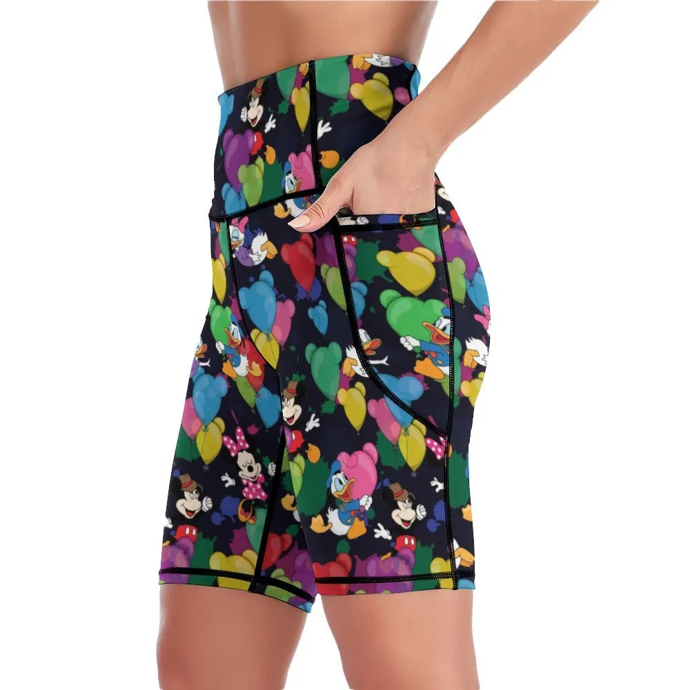 Character Balloons Women's Knee Length Athletic Yoga Shorts With Pockets