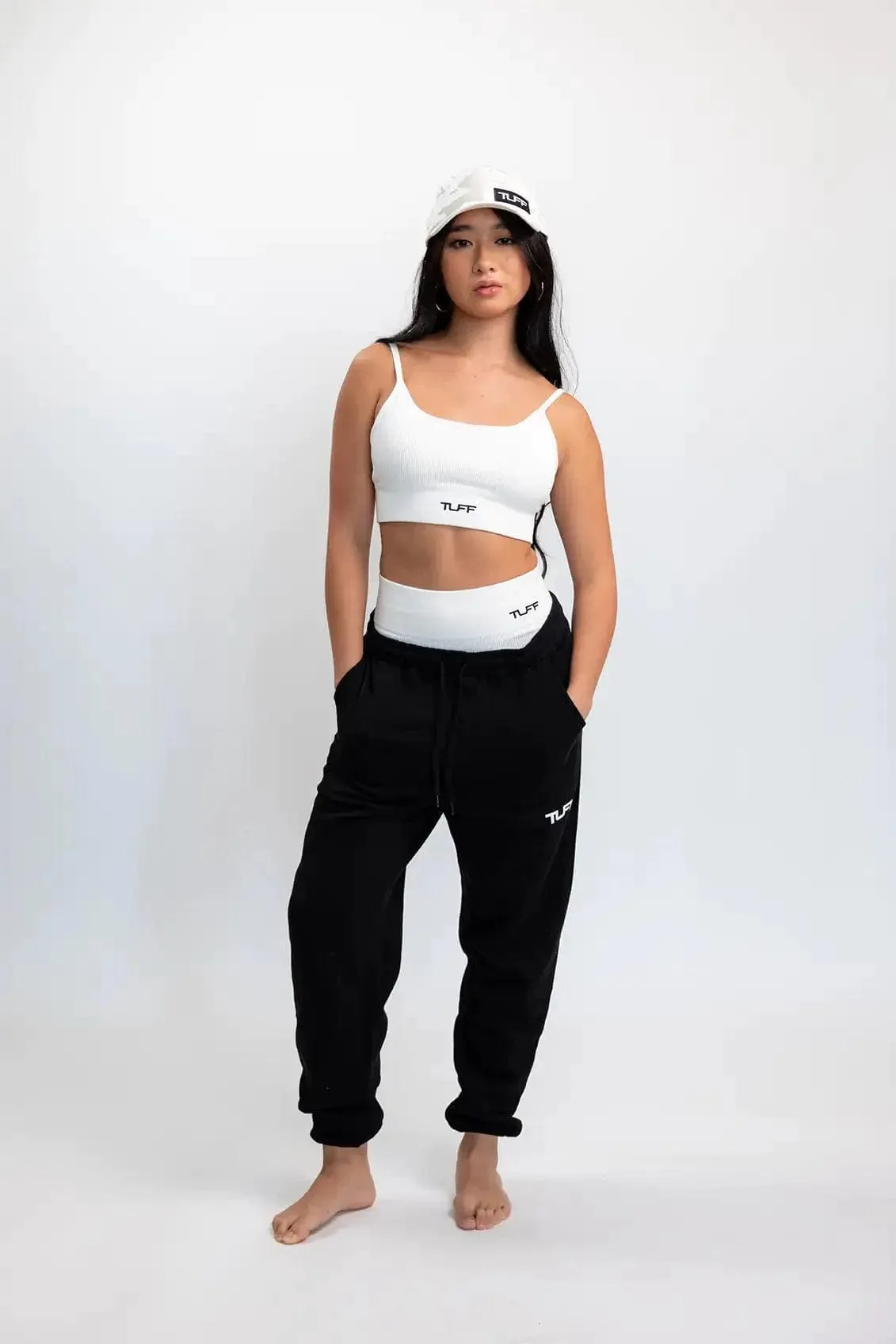 Classic Ribbed Sports Bra - White