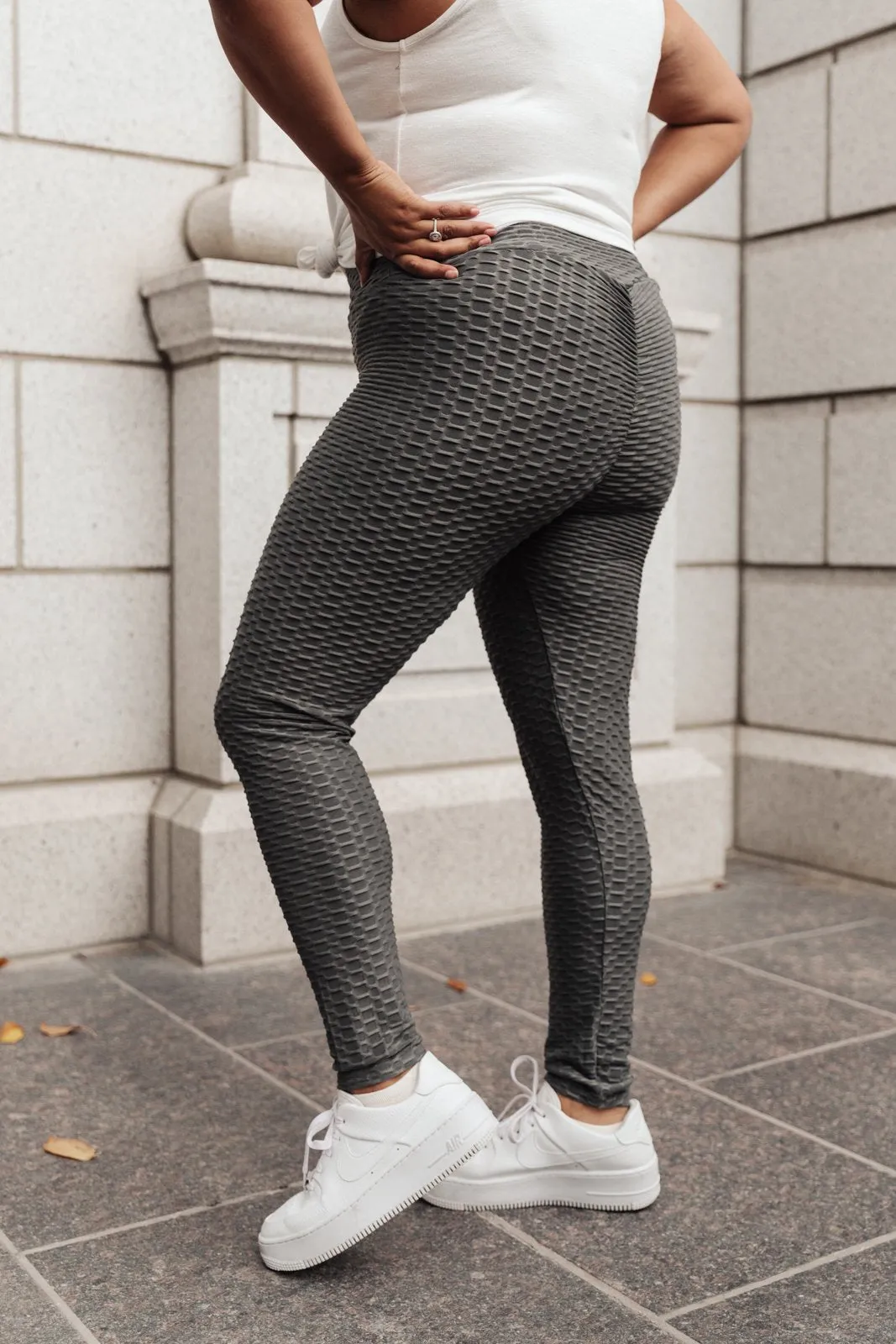 DOORBUSTER Let's Go Textured Leggings in Charcoal