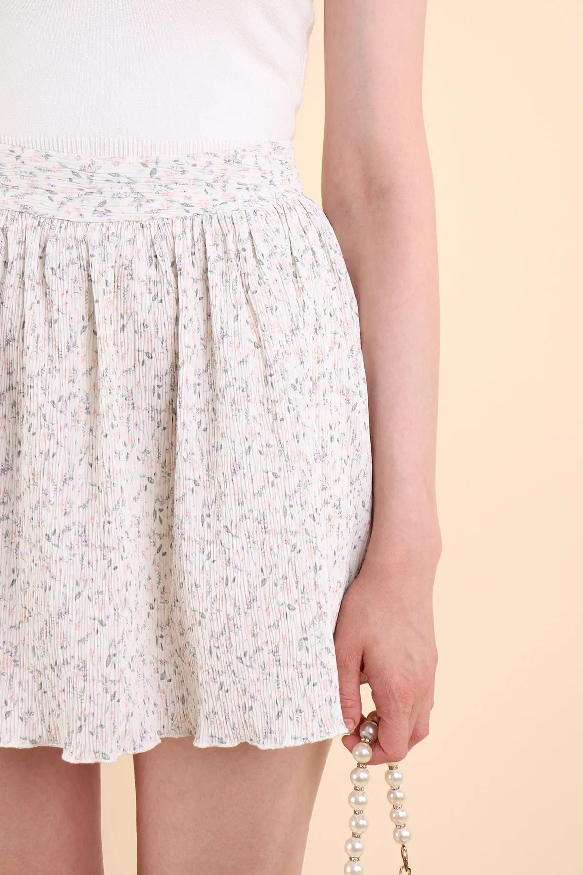 FREESIA FLORAL PLEATED SKORTS IN PASTEL