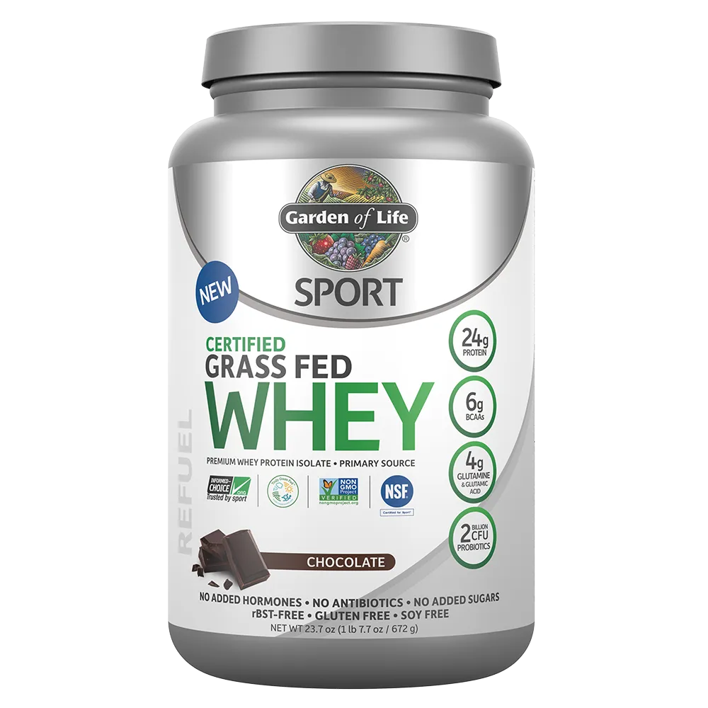 Garden of Life SPORT Certified Grass Fed Whey Protein Powder - Chocolate (672g)