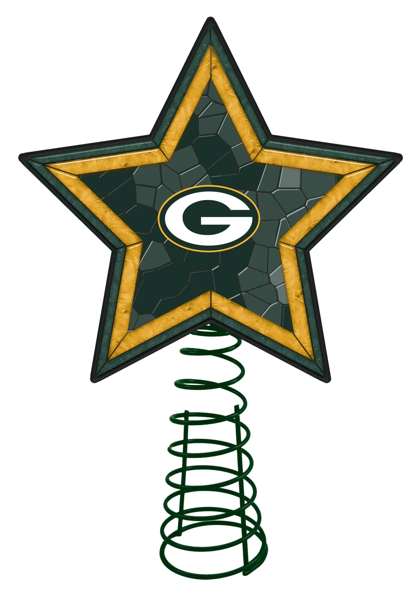 Green Bay Packers Mosaic Glass Tree Topper