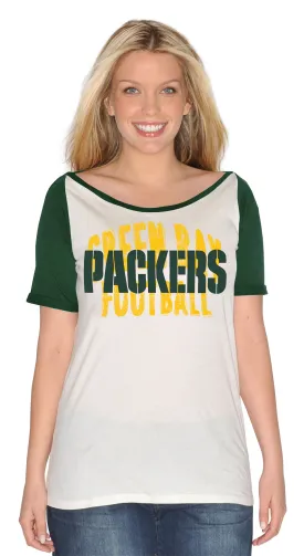 Green Bay Packers Women's Boat-Neck Cream Shirt