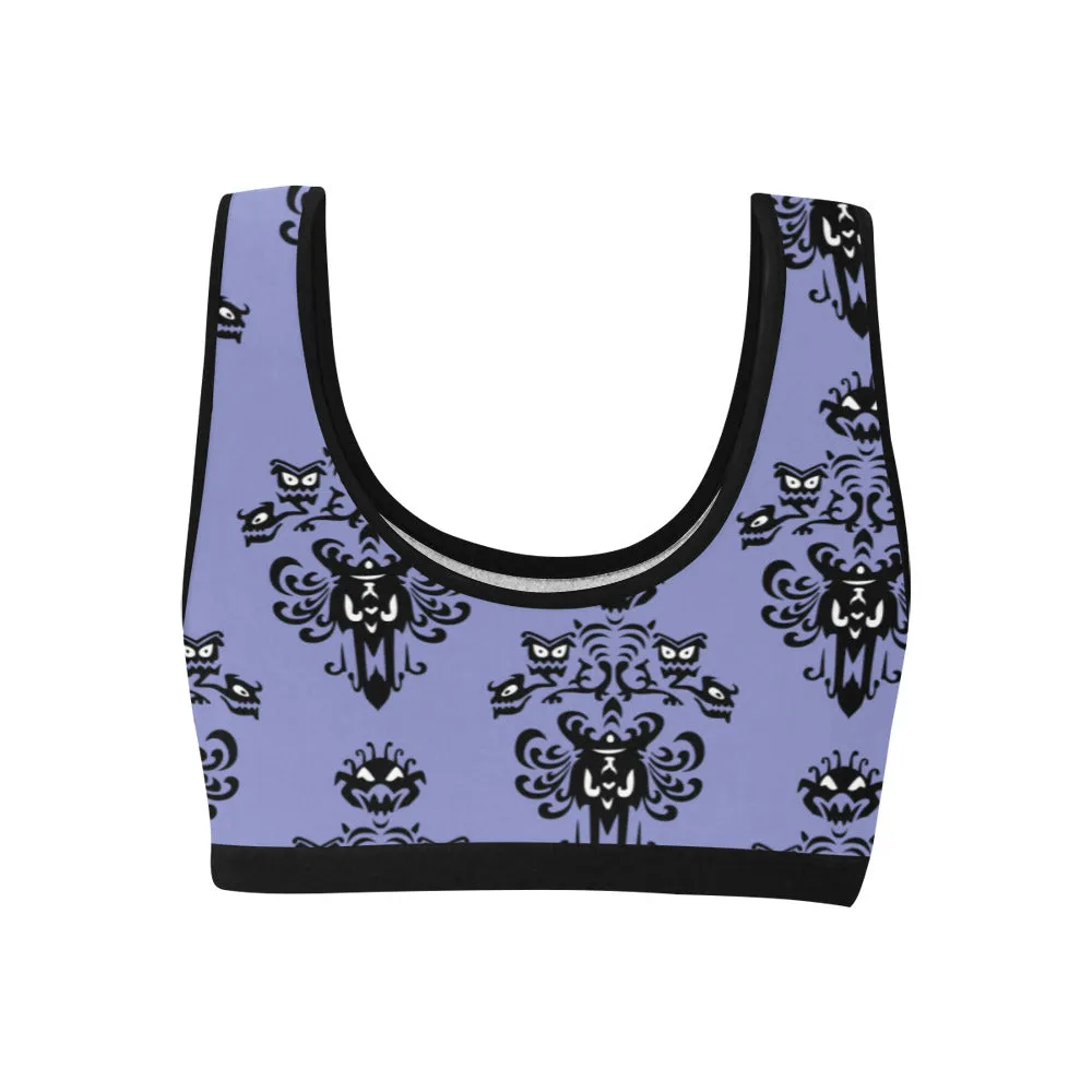 Haunted Mansion Wallpaper Women's Athletic Sports Bra