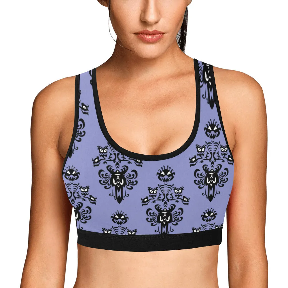 Haunted Mansion Wallpaper Women's Athletic Sports Bra