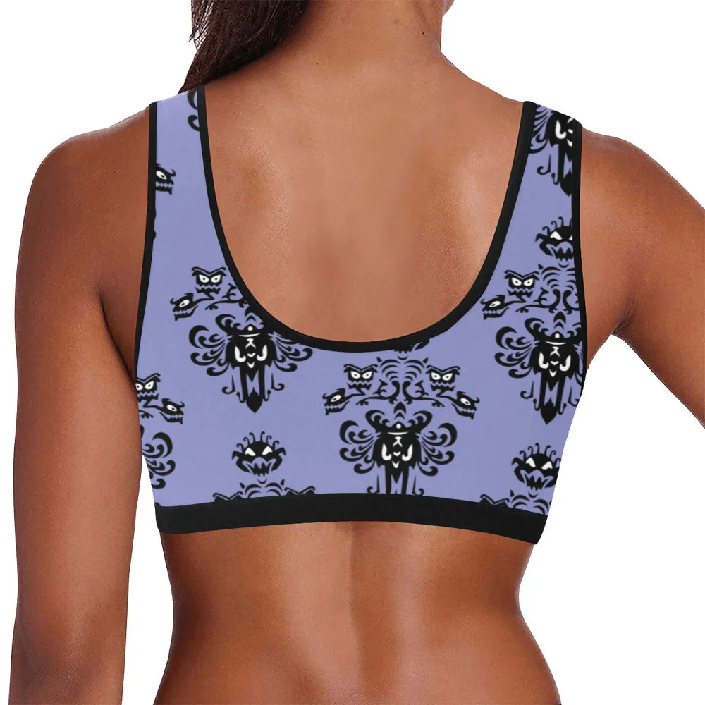 Haunted Mansion Wallpaper Women's Athletic Sports Bra