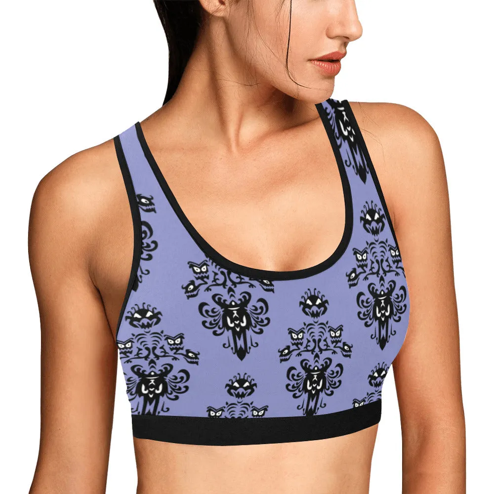 Haunted Mansion Wallpaper Women's Athletic Sports Bra