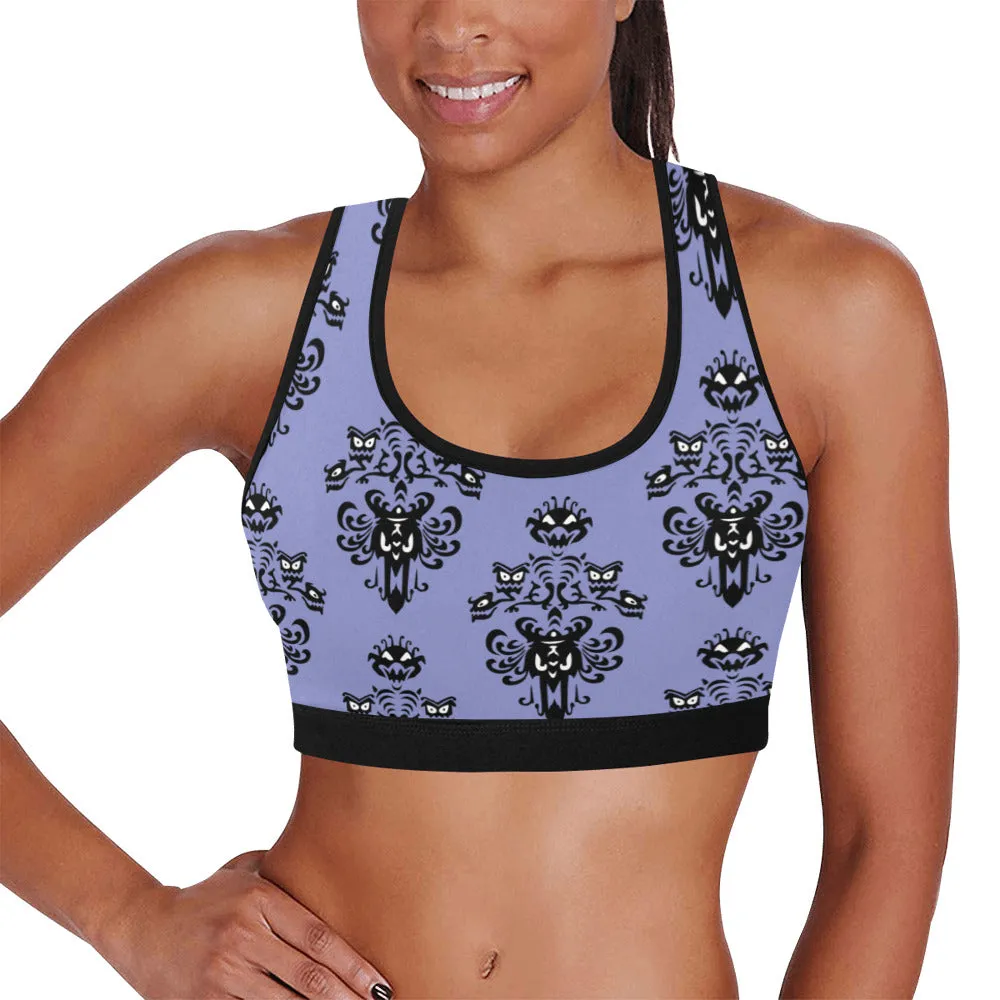 Haunted Mansion Wallpaper Women's Athletic Sports Bra