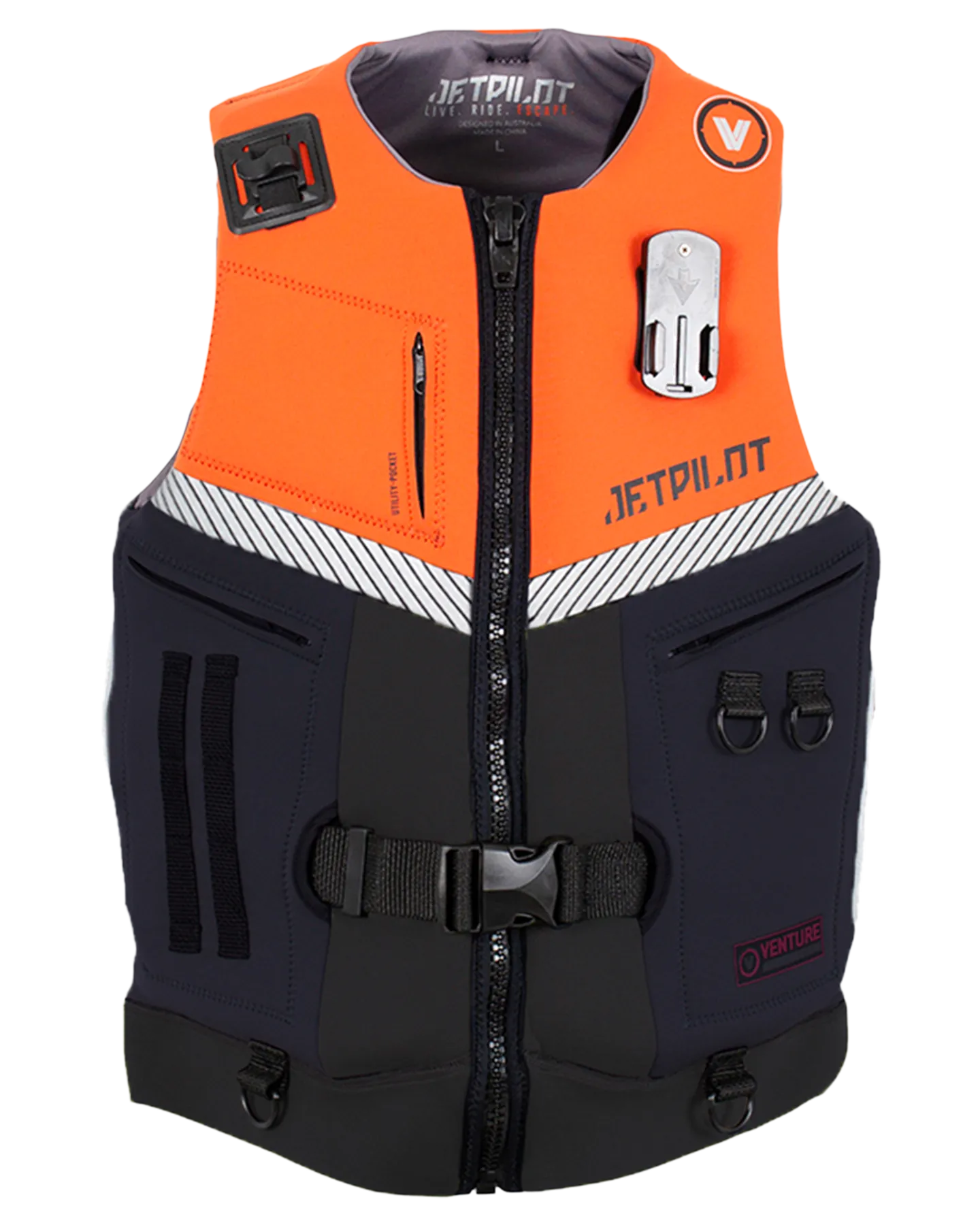 Jetpilot Venture Mens Neo Vest - Black/Orange Level 50 - 2023