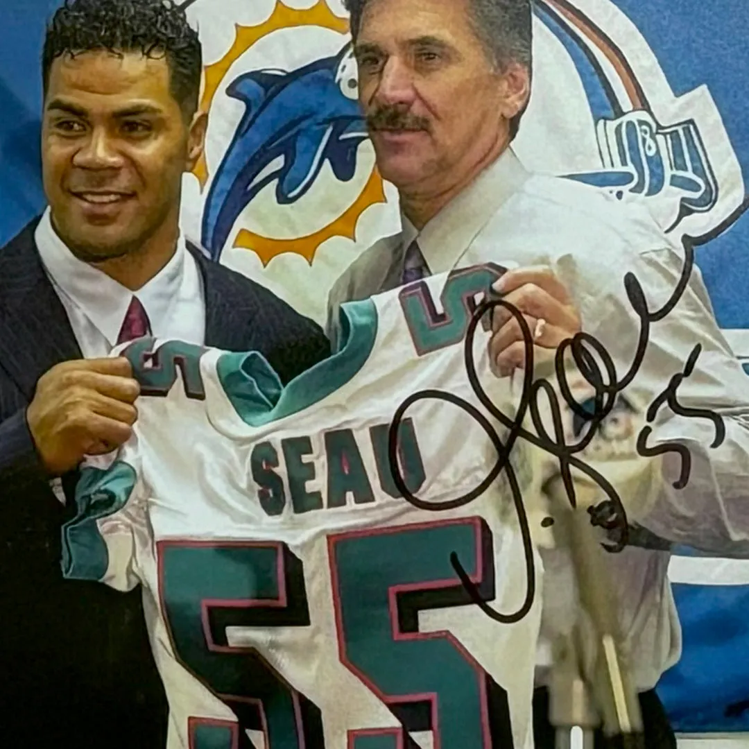 Junior Seau Signed Miami Dolphins Framed 8x10 Photo