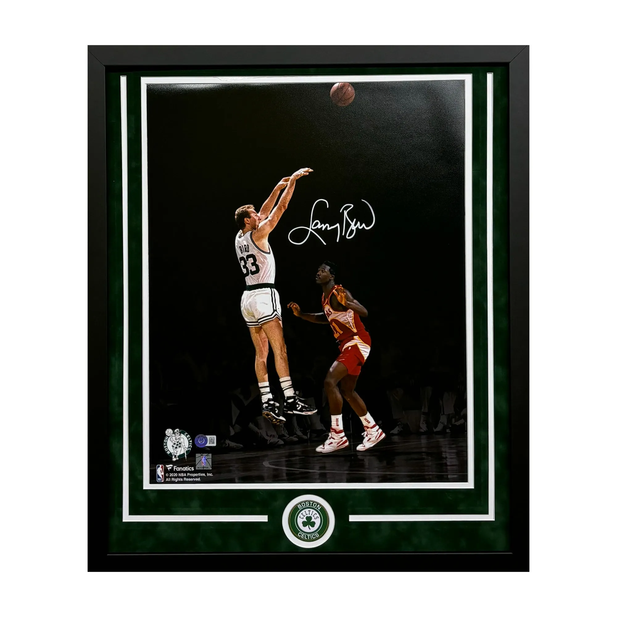 Larry Bird Hand Signed & Framed Boston Celtics 16x20 Basketball Photo