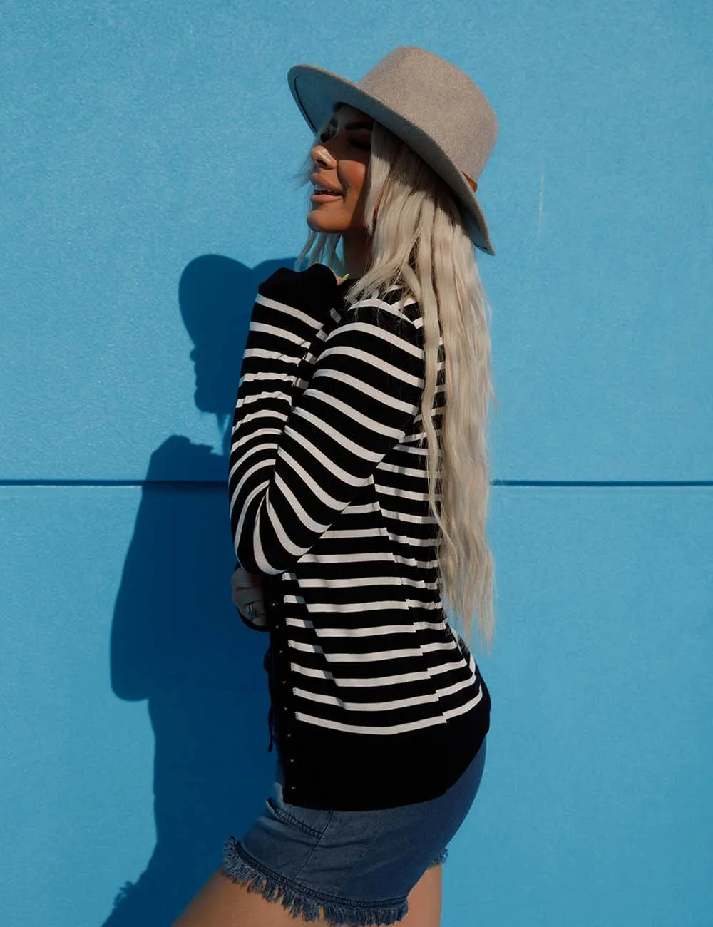 Let's Get Started Stripe Cardigan