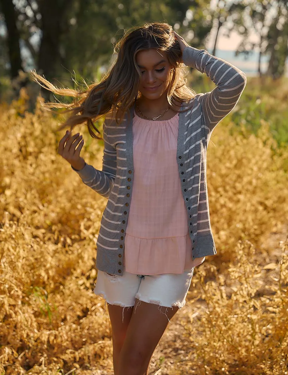 Let's Get Started Stripe Cardigan