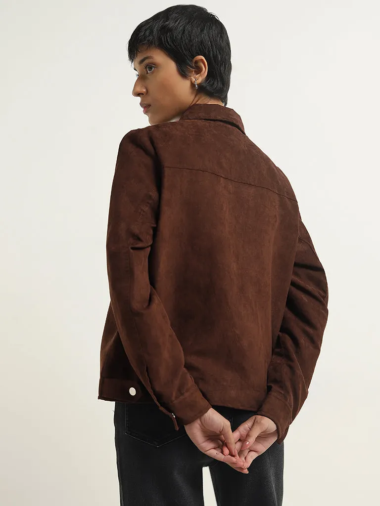 LOV Brown Faux Suede Jacket