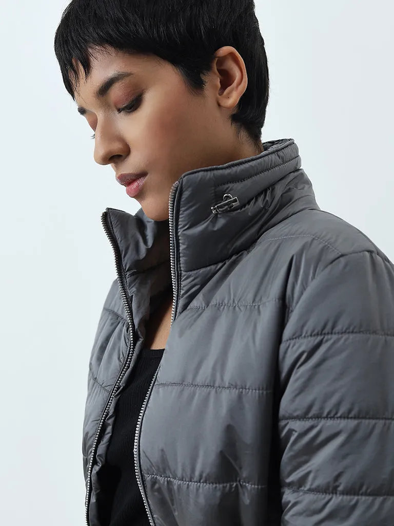 LOV Grey Quilted Puffer Jacket