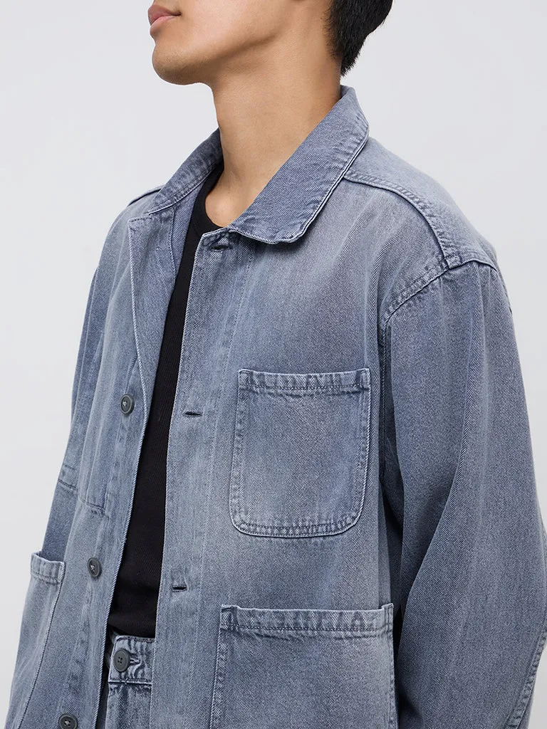 Nuon Blue Enzyme-Washed Relaxed-Fit Jacket