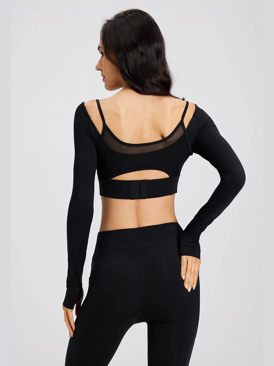 Off-Shoulder Long-Sleeve Sports Bra