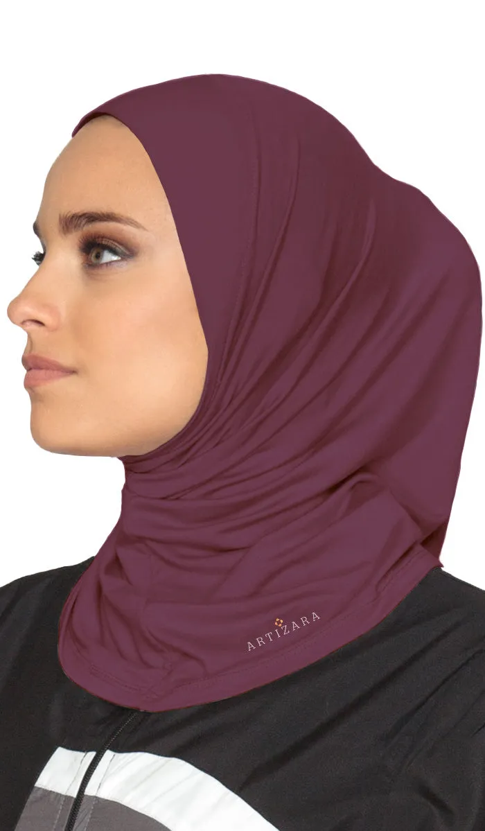 One Piece Stretch Sports Hijab - Plum