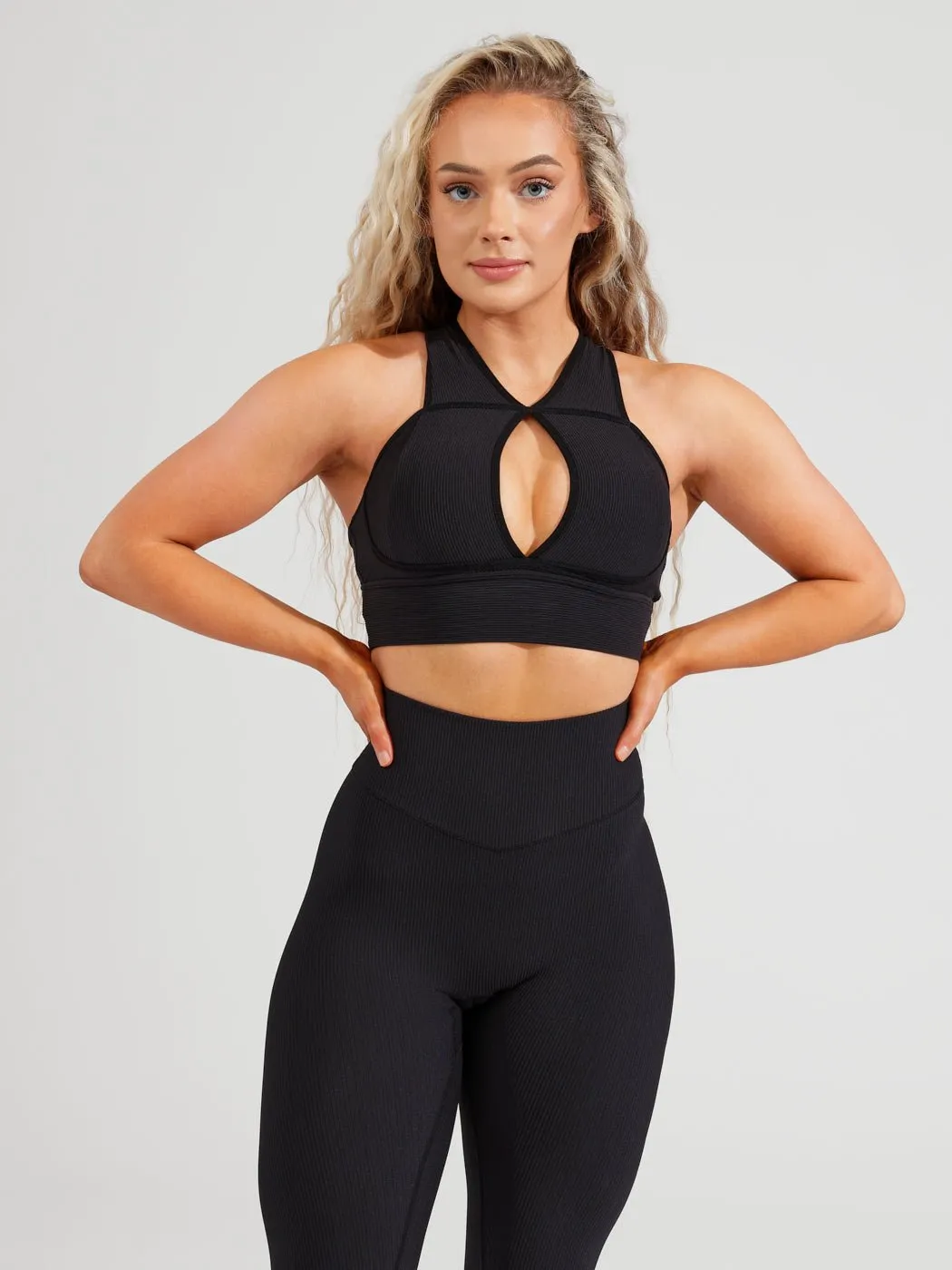 Sphynx Ribbed Sports Bra - Onyx Black