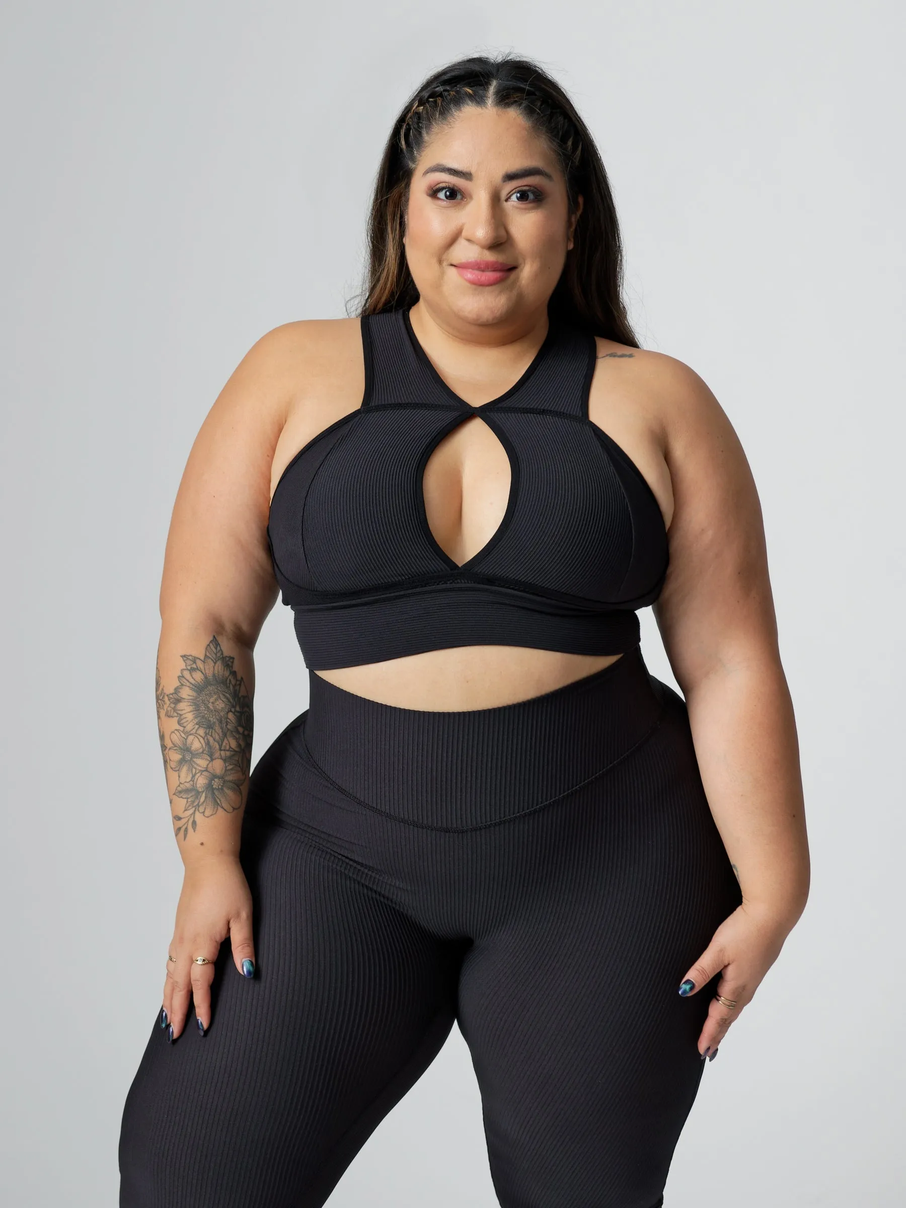 Sphynx Ribbed Sports Bra - Onyx Black