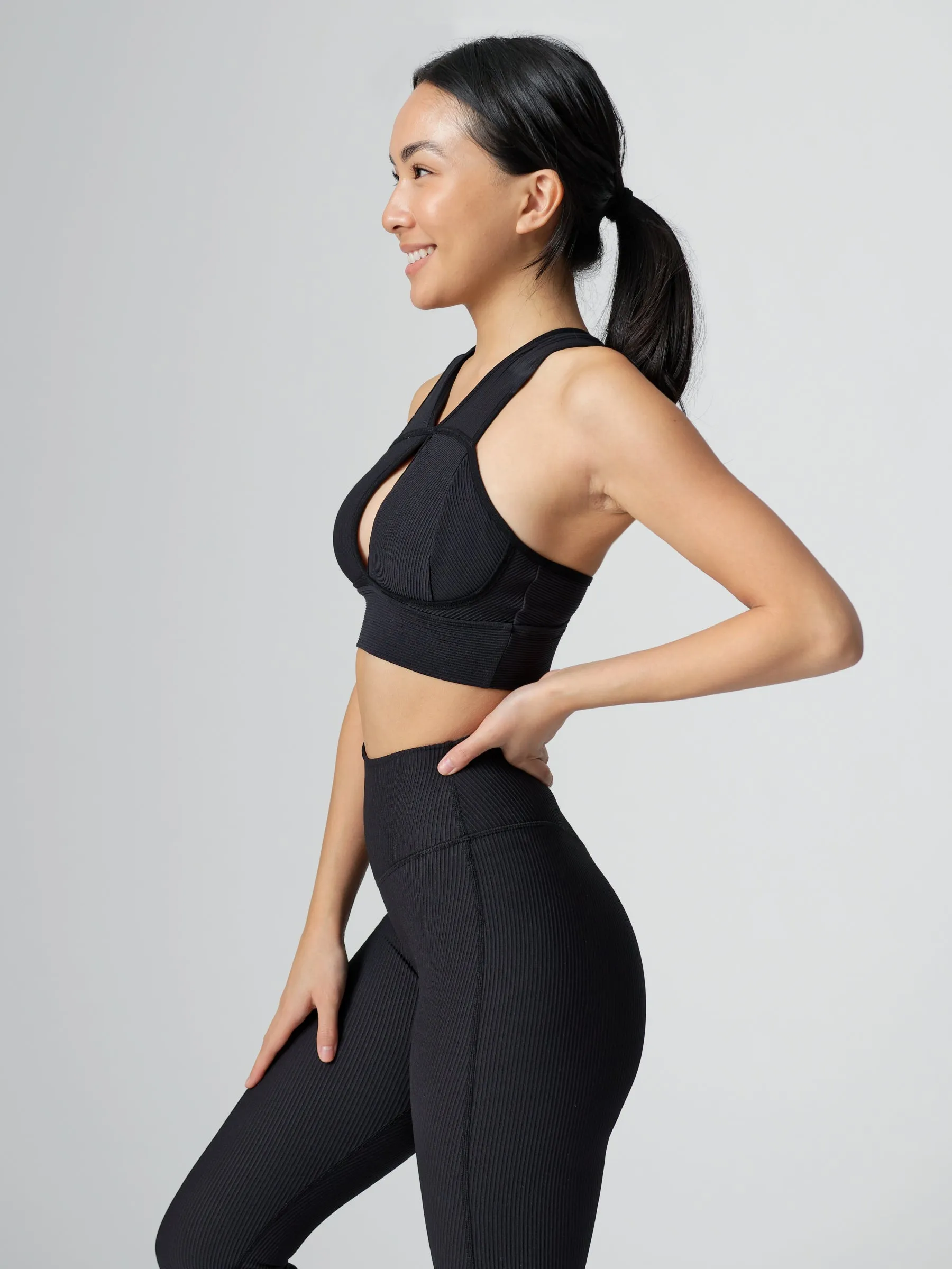 Sphynx Ribbed Sports Bra - Onyx Black