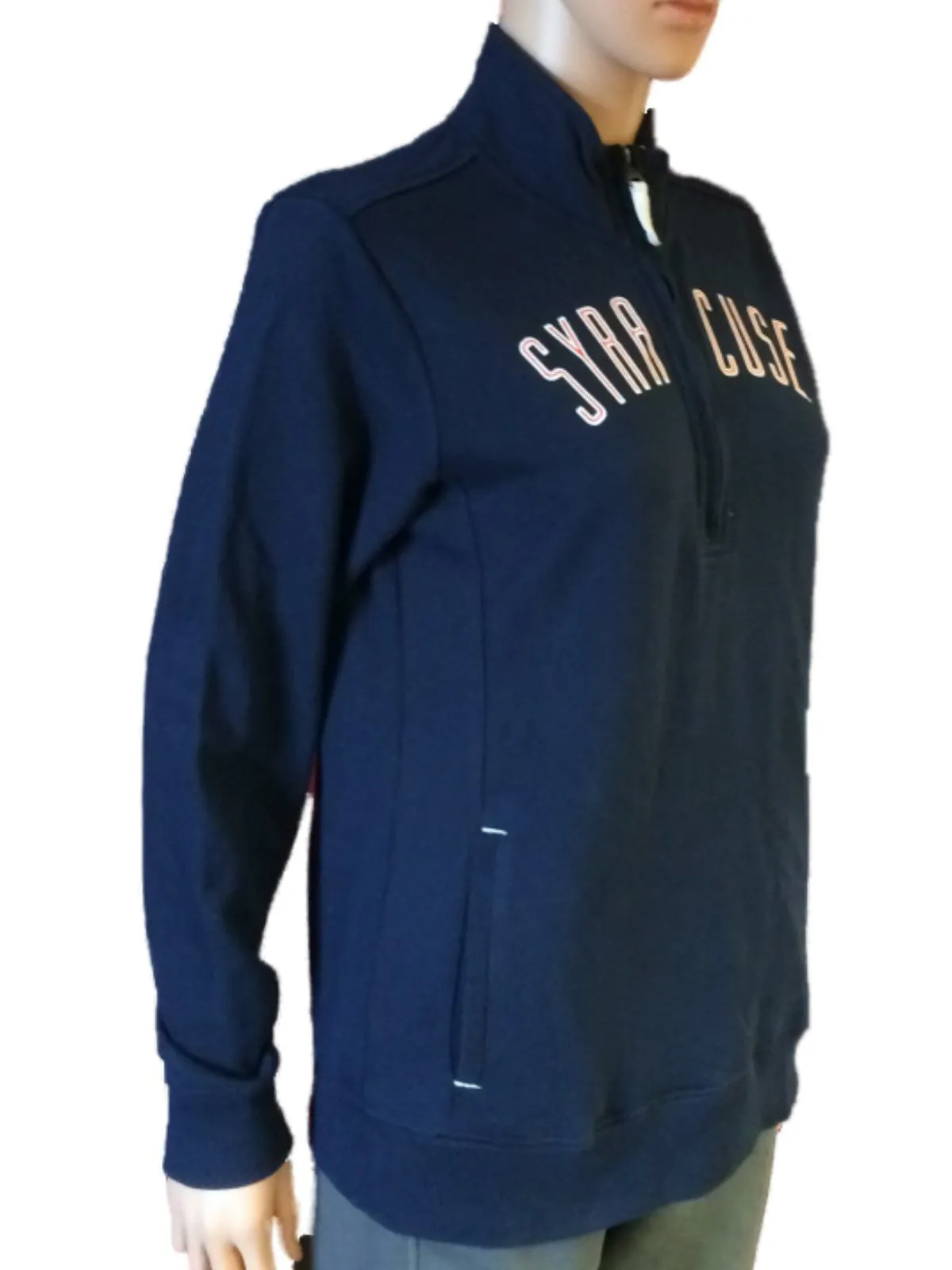 Syracuse Orange Gear for Sports WOMENS Navy LS 1/4 Zip Pullover Jacket (M)