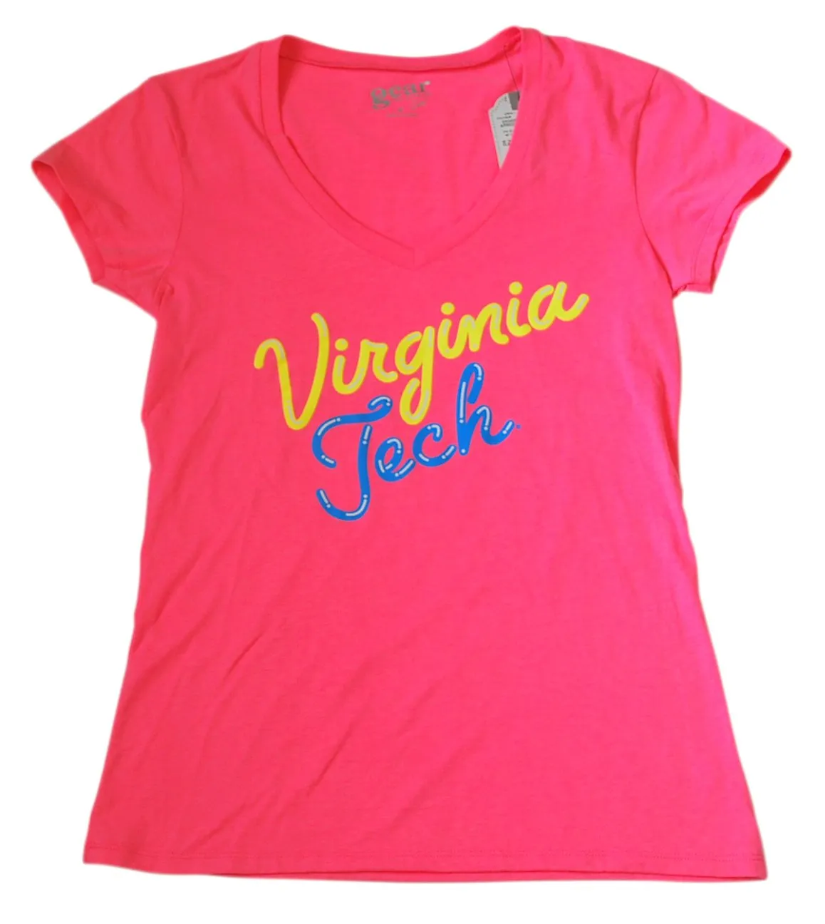 Virginia Tech Hokies Gear for Sports Hot Pink Womens V-Neck T-Shirt (M)