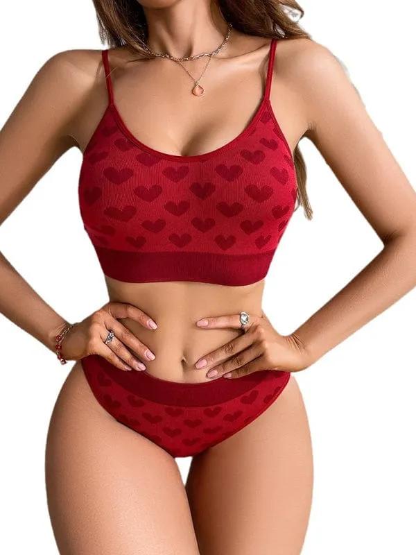 Women's Valentine's Day Breathable Seamless Underwear Set