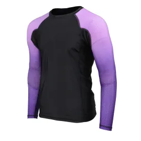 X-Fitness XFM7000 Men's Black and Purple Long Sleeve Compression Rash Guard Athletic Shirt- MMA, BJJ, Wrestling, Cross Training