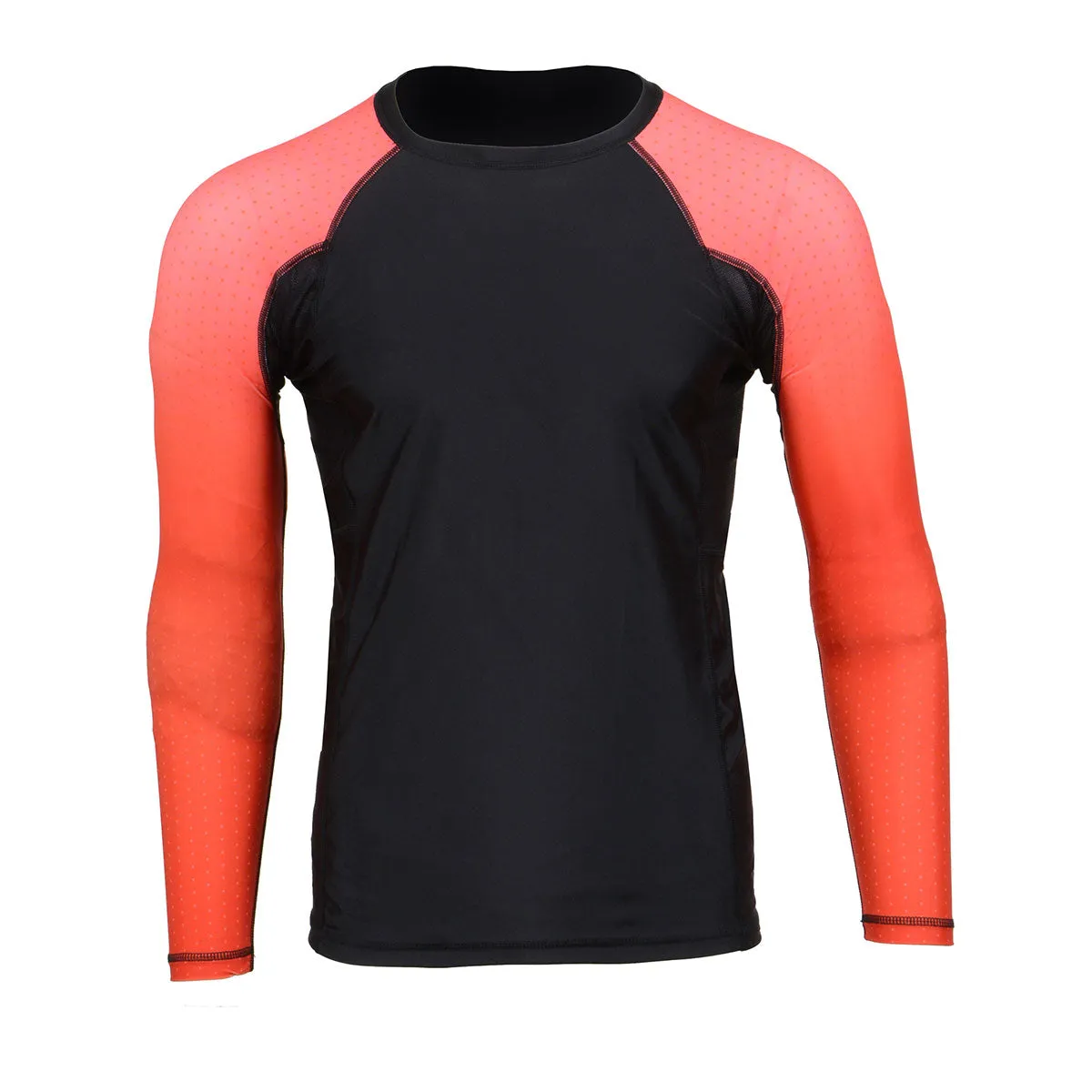 X-Fitness XFM7000 Men's Black and Red Long Sleeve Compression Rash Guard Athletic Shirt- MMA, BJJ, Wrestling, Cross Training