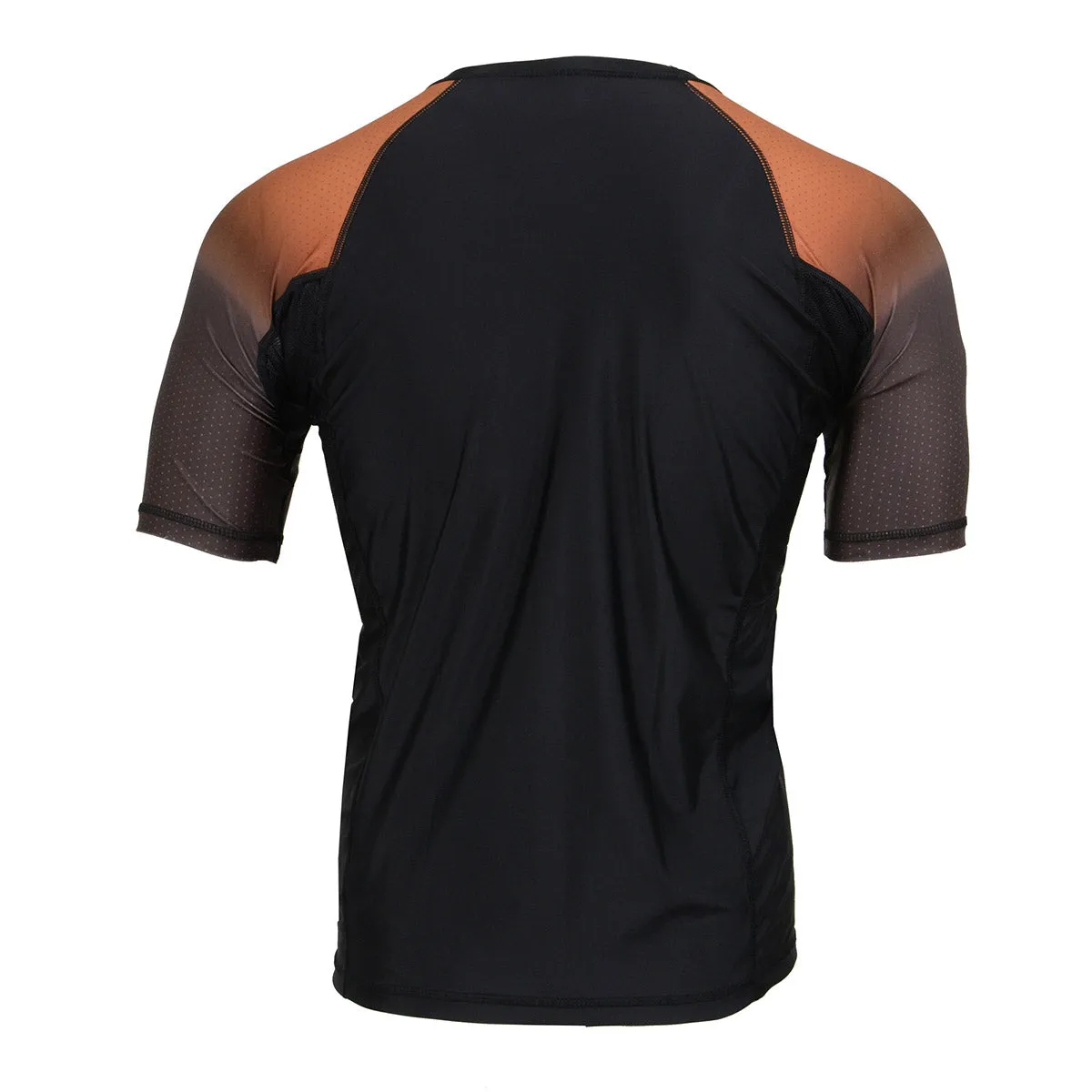 X-Fitness XFM7001 Men's Black and Brown Short Sleeve Compression Rash Guard Athletic Shirt- MMA, BJJ, Wrestling, Cross Training